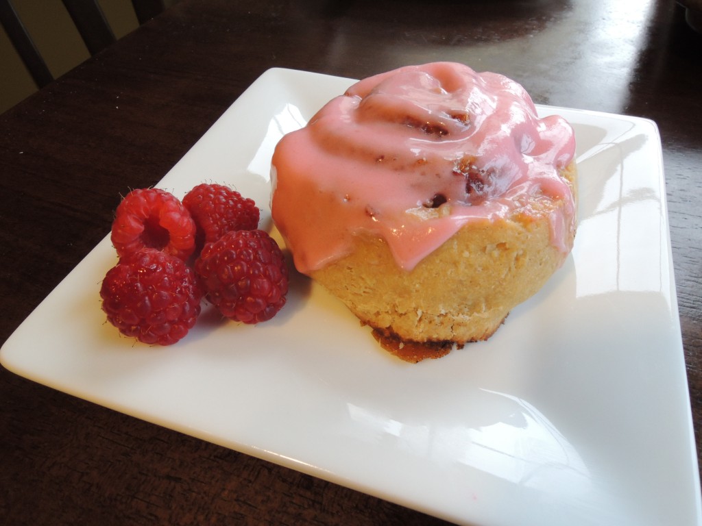 Warm Raspberry Cinnamon Roll